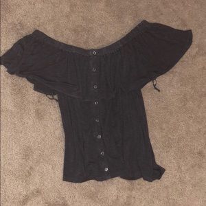 off the shoulder flowy t-shirt